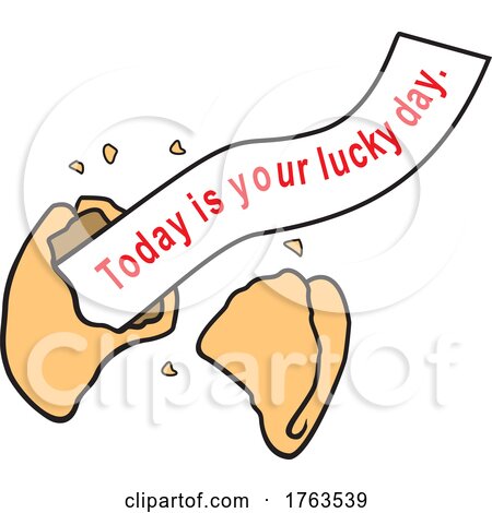 Cartoon Fortune Cookie with a Toyday Is Your Lucky Day Message by Johnny Sajem