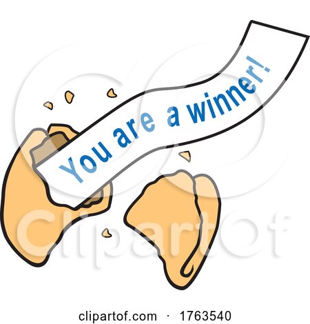 Cartoon Fortune Cookie with a You Are a Winner Message by Johnny Sajem