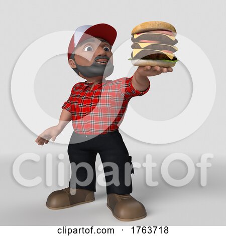 3D Cartoon Lumberjack Character On a Shaded Background by KJ Pargeter