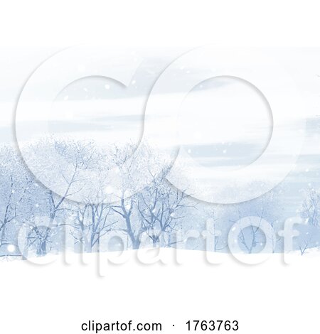 Hand Painted Snowy Winter Landscape by KJ Pargeter