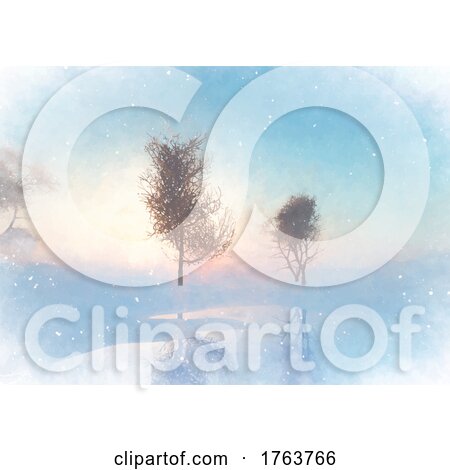 Pastel Coloured Hand Painted Winter Solstice Landscape by KJ Pargeter