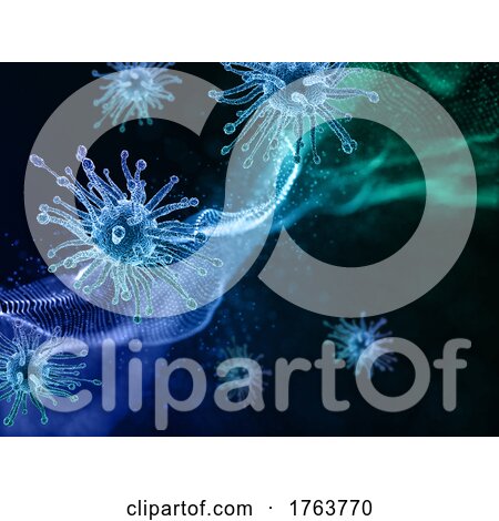 3D Medical Background with Flowing Particles and Abstract Virus Cells by KJ Pargeter