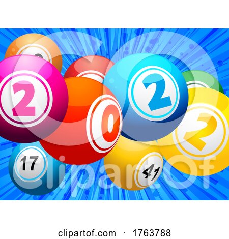 Twenty Twenty Two Bingo Lottery Balls on Blue Background by elaineitalia