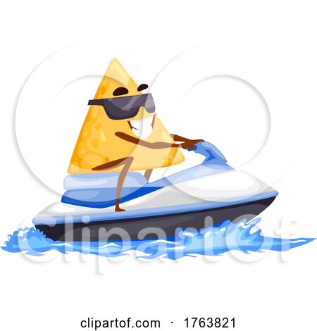 Tortilla Chip Mascot Waterskiing by Vector Tradition SM