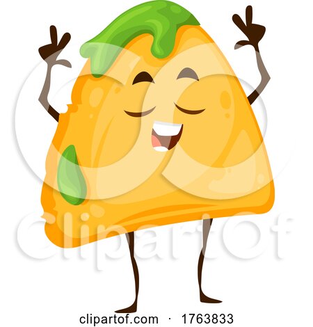 Tortilla Chip Mascot with Guacamole by Vector Tradition SM