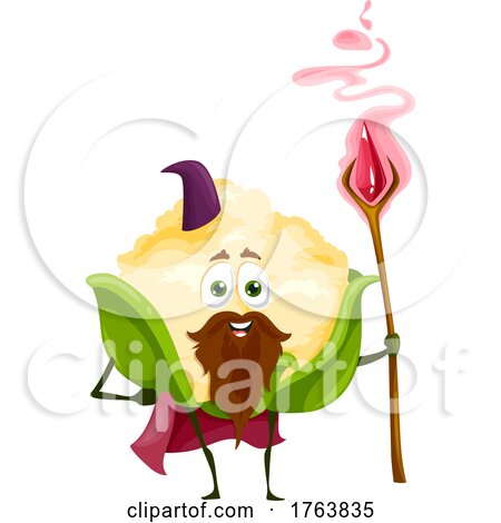 Cauliflower Wizard Mascot by Vector Tradition SM
