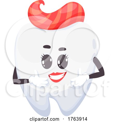 Female Tooth with Red Paste Hair by Vector Tradition SM