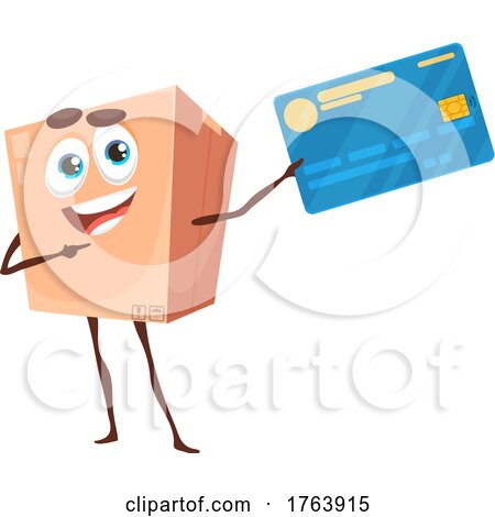 Cardboard Box Character Holding a Credit Card by Vector Tradition SM