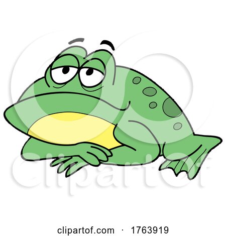 Cartoon Resting or Bored Bullfrog by LaffToon
