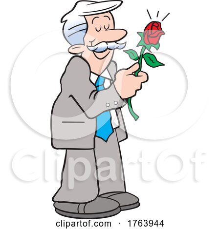 Cartoon Romantic Man Holding a Red Rose by Johnny Sajem