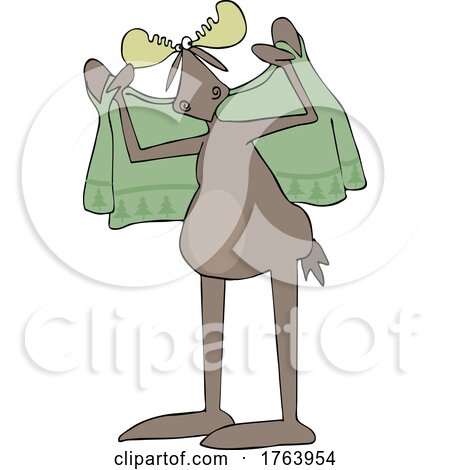 Cartoon Moose Drying off with a Towel by djart