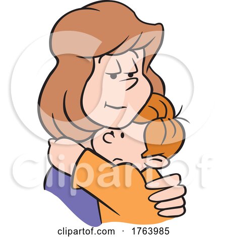 Cartoon Mother Comforting and Hugging Her Son by Johnny Sajem