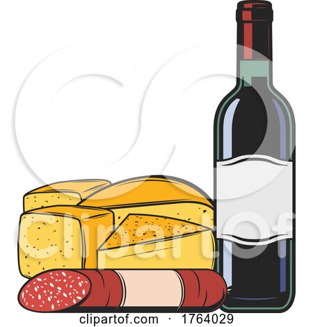 Wine Sausage and Cheese by Vector Tradition SM