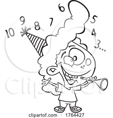 Cartoon Black and White Girl Counting down to the New Year by toonaday