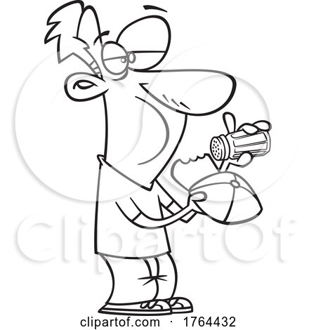 Cartoon Black and White Guy Salting and Eating His Hat by toonaday