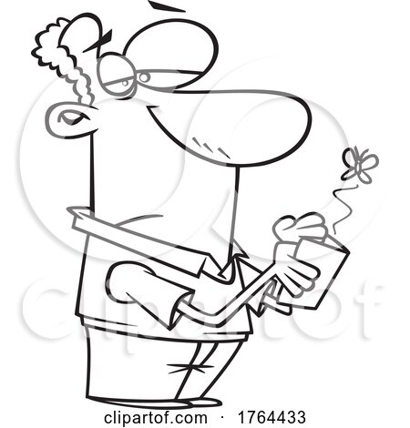 Cartoon Black and White Guy Man with a Fly Emerging from His Empty Wallet by toonaday