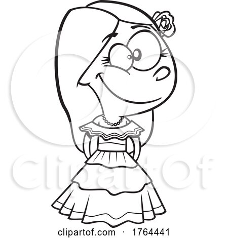 Cartoon Black and White Mexican Girl by toonaday