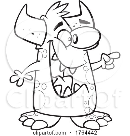 Cartoon Black and White Monster Laughing and Pointing by toonaday