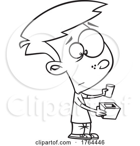 Cartoon Black and White Boy Trying to Put a Round Peg in a Square by toonaday