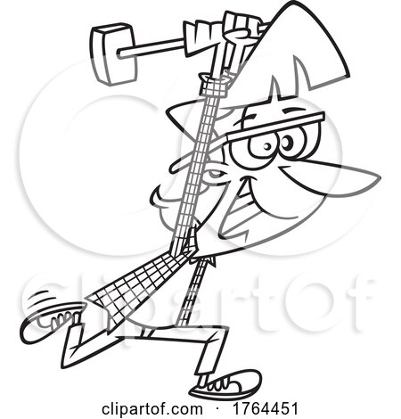 Cartoon Black and White Woman Ready for Demolition with a Sledgehammer by toonaday