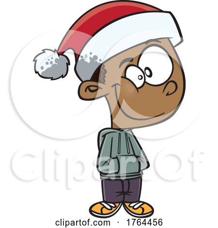 Cartoon Boy Wearing a Santa Hat by toonaday