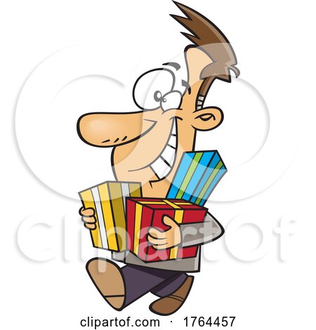 Cartoon Jolly Guy Carrying Christmas Gifts by toonaday