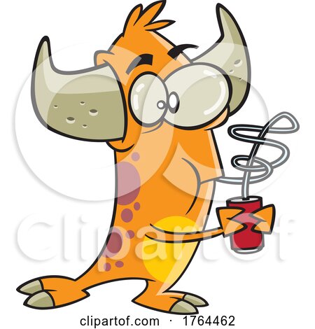 Cartoon Monster Drinking a Soda Through a Twisty Straw by toonaday