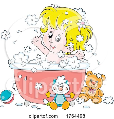 Cartoon Girl Taking a Bubble Bath by Alex Bannykh