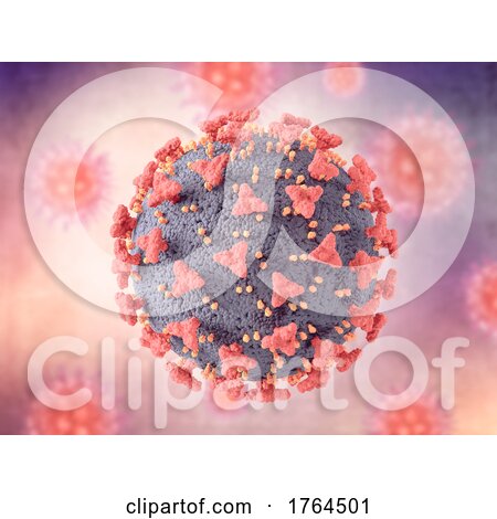 3D Medical Background with Abstract Covid 19 Virus Cell with Faded Effect by KJ Pargeter