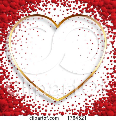 Valentines Day Background with Gold Metallic Heart by KJ Pargeter