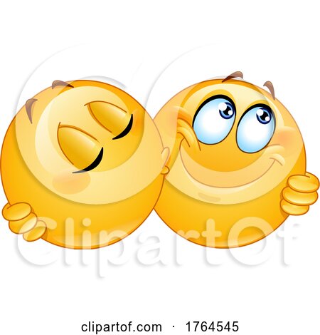 Cartoon Emoji Smiley Kissing Another on the Cheek by yayayoyo