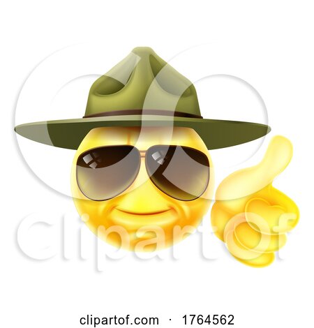 Happy Drill Sergeant Emoticon Cartoon Face by AtStockIllustration
