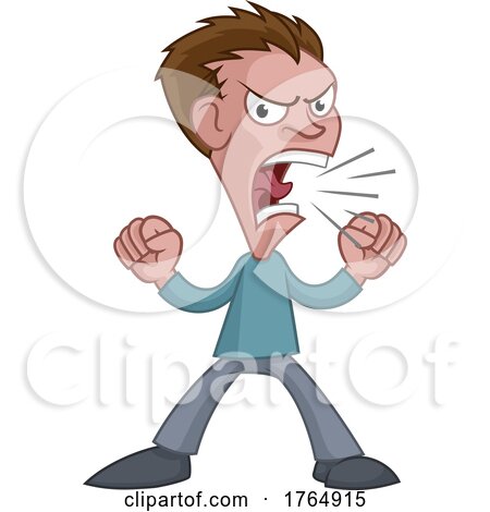 Angry Stressed Man or Bully Cartoon Shouting by AtStockIllustration