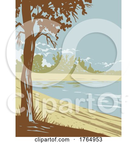 Edness K Wilkins State Park on the North Platte River East of Casper in Natrona County Wyoming WPA Poster Art by patrimonio