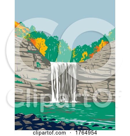 Fall Creek Falls State Resort Park on Upper Cane Creek Gorge in Van Buren and Bledsoe Tennessee USA WPA Poster Art by patrimonio