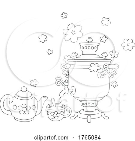 Black and White Tea Party Steaming Samovar by Alex Bannykh