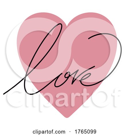 Valentines Day Background with Hand Drawn Love Lettering in Heart by KJ Pargeter