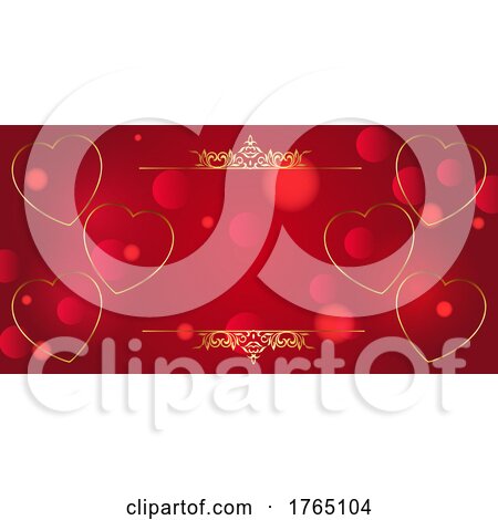 Red and Gold Valentines Day Banner by KJ Pargeter
