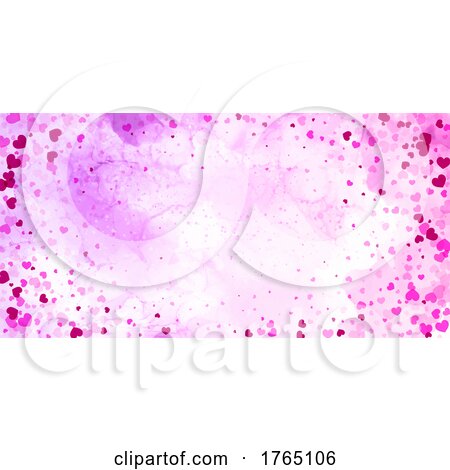 Watercolour Hearts Banner for Valentines Day by KJ Pargeter