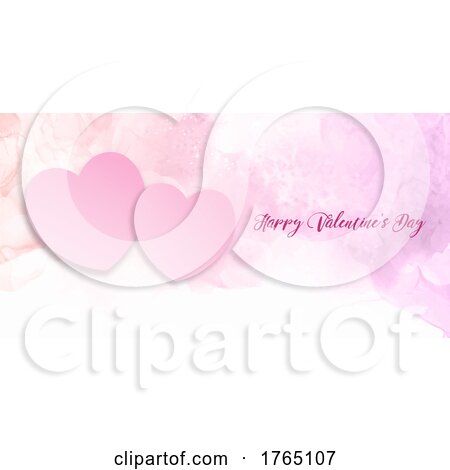 Watercolour Valentines Day Banner by KJ Pargeter