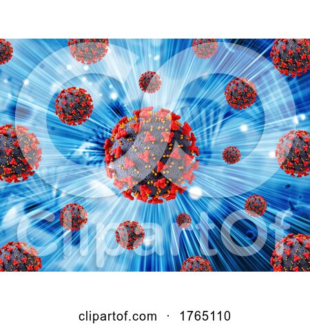 3D Medical Background with Covid 19 Virus Cells on Zoom Effect by KJ Pargeter