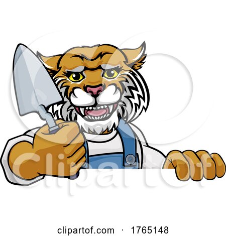 Wildcat Bricklayer Builder Holding Trowel Tool by AtStockIllustration
