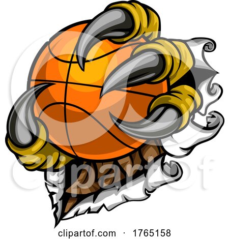Tearing Ripping Claw Talon Holding Basketball Ball by AtStockIllustration