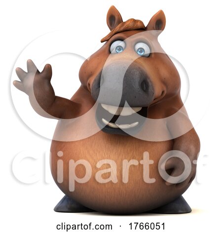 3d Chubby Brown Horse, on a White Background by Julos
