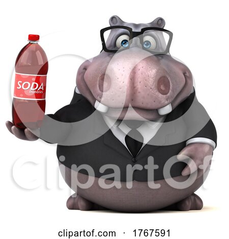 3d Hippo on a White Background by Julos