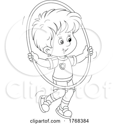 Black and White Boy Exercising with a Hula Hoop by Alex Bannykh
