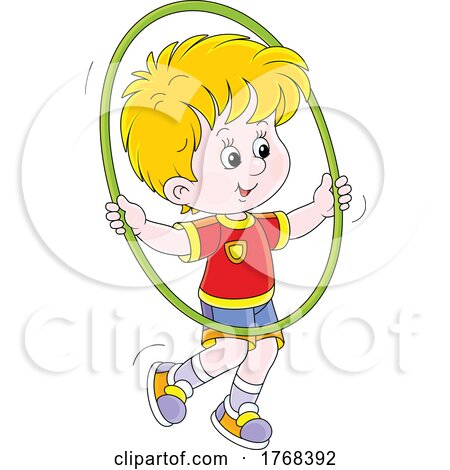 Boy Exercising with a Hula Hoop by Alex Bannykh
