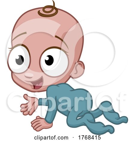 Cute Cartoon Happy Baby Crawling by AtStockIllustration