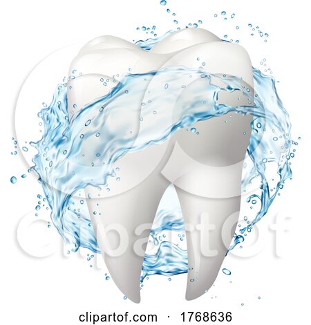 Tooth and Water or Mouthwash Splash by Vector Tradition SM