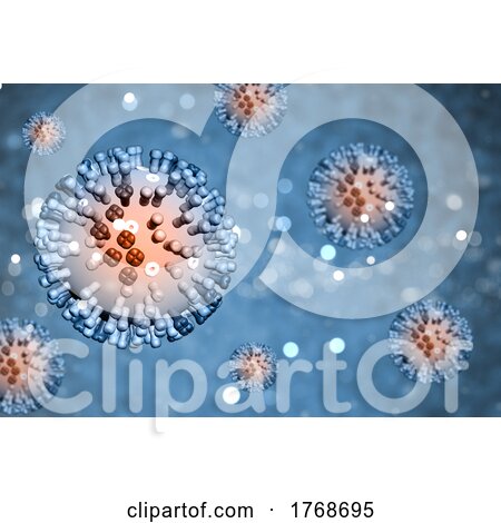3D Medical Background with Flu Virus Cells Design by KJ Pargeter